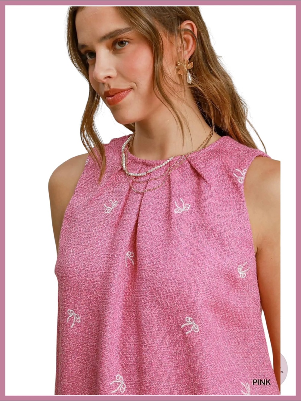 NWT Pink Tweed Mini Bow Shift Dress - Medium - Picture 5 of 9